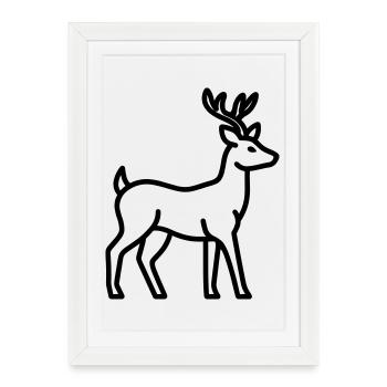 cerf - Affiche encadrée (27 × 37 cm) - blanc - Devant