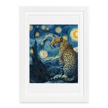 Léopard Van Gogh - Affiche encadrée (27 × 37 cm) - blanc - Devant