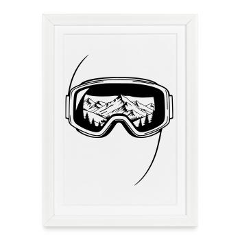 Graphisme des lunettes de ski en vue du sommet - Affiche encadrée (27 × 37 cm) - blanc - Devant