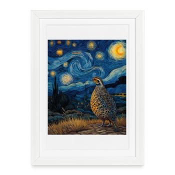 Quail Van Gogh - Framed poster (27 × 37 cm) - white - Front