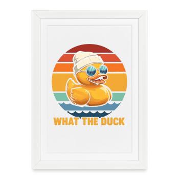 What The Duck? Humor Rubber Rubber Duck Yellow - Framed poster (27 × 37 cm) - white - Front