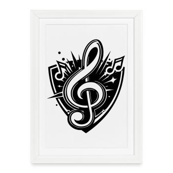 clef music logo - Framed poster (27 × 37 cm) - white - Front