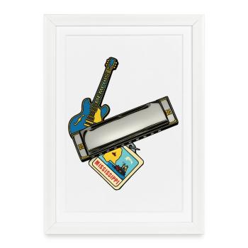 THE BLUES ROAD #1 - sound & vision - Affiche encadrée (27 × 37 cm) - blanc - Devant