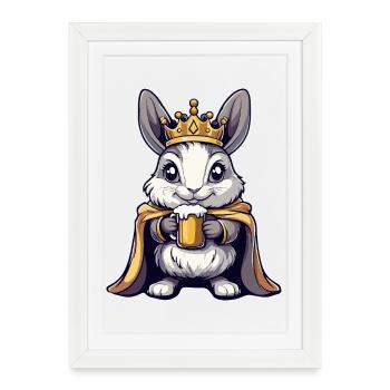 Rabbit Beer King - Framed poster (27 × 37 cm) - white - Front
