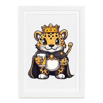 Roi de la Bière Léopard - Affiche encadrée (27 × 37 cm) - blanc - Devant