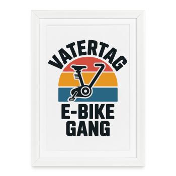 Vatertag E-Bike Gang Papa Geschenk Fahrrad Retro - Gerahmtes Poster (27 × 37 cm) - Weiß - Vorne