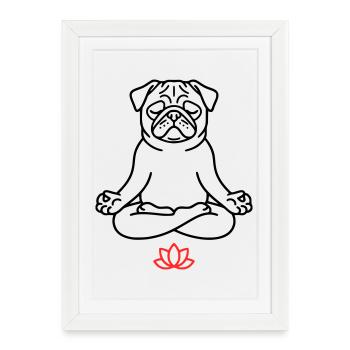 Livre de coloriage zen Pug Dog - Affiche encadrée (27 × 37 cm) - blanc - Devant