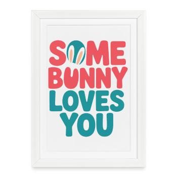 Bunny love in bright colours - Framed poster (27 × 37 cm) - white - Front