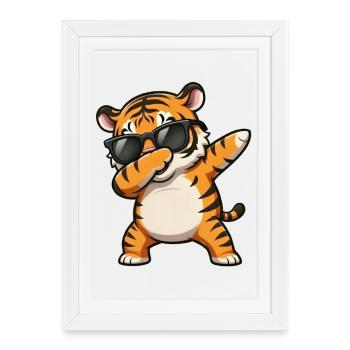 Tigre-tamponnage - Affiche encadrée (27 × 37 cm) - blanc - Devant