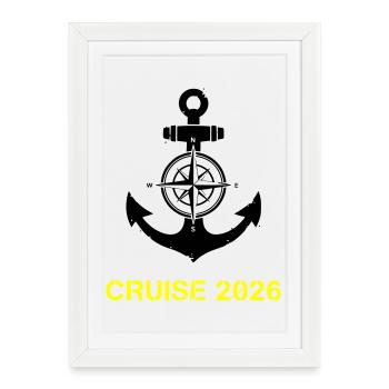 Croisière 2026 Anchor Compass - Affiche encadrée (27 × 37 cm) - blanc - Devant