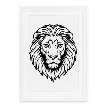 lion illustration - Framed poster (27 × 37 cm) - white - Front