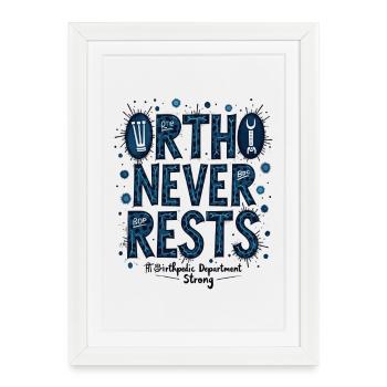 Ortho Never Quiet : Typographie des bactéries bleues - Affiche encadrée (27 × 37 cm) - blanc - Devant