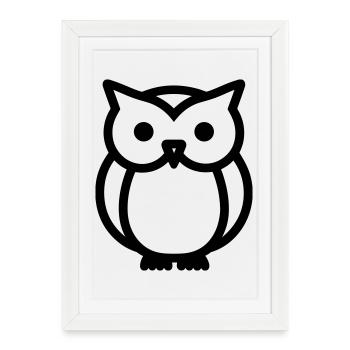 Eule - Gerahmtes Poster (27 × 37 cm) - Weiß - Vorne