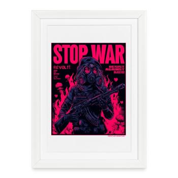 Protestation contre la guerre au néon - Affiche encadrée (27 × 37 cm) - blanc - Devant