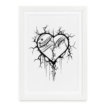 Exploded heart graphic tattoo - Framed poster (27 × 37 cm) - white - Front