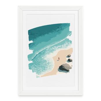 Palmiers de mer de plage - Affiche encadrée (27 × 37 cm) - blanc - Devant