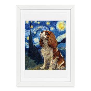 Cavalier King Charles Spaniel - Affiche encadrée (27 × 37 cm) - blanc - Devant