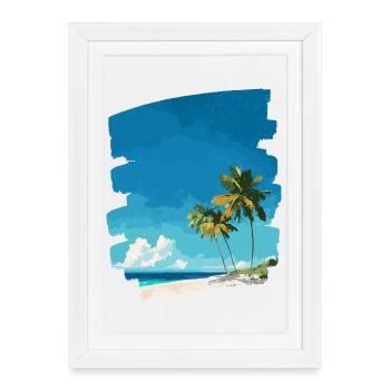 Palmiers de mer de plage - Affiche encadrée (27 × 37 cm) - blanc - Devant