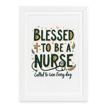 Gesegnet als Krankenschwester Medizin Glaube Gott - Framed poster (27 × 37 cm) - white - Front