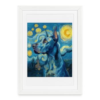 Dogue allemand - Affiche encadrée (27 × 37 cm) - blanc - Devant