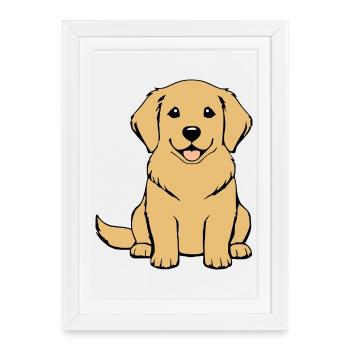 Cadeau de chien Goldenretriever Bébé Chiot - Affiche encadrée (27 × 37 cm) - blanc - Devant