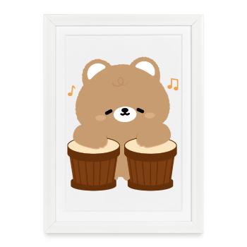 Battements d’ours à la batterie - Affiche encadrée (27 × 37 cm) - blanc - Devant