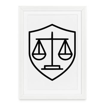 Avocat Droit Droit Avocat Balance Droit Judiciaire - Affiche encadrée (27 × 37 cm) - blanc - Devant