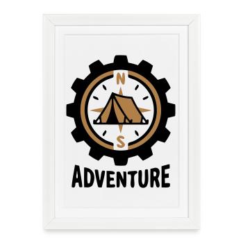 Adventure Compass Tent Camping Hiking Group - Framed poster (27 × 37 cm) - white - Front