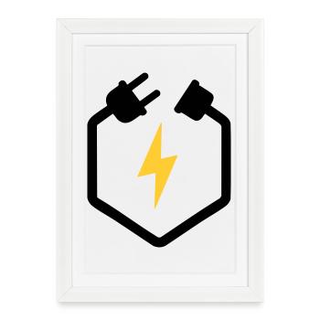 Logo électrique de la prise électrique électrique - Affiche encadrée (27 × 37 cm) - blanc - Devant