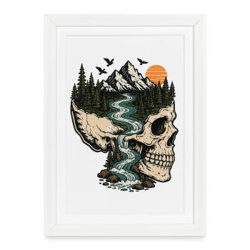 Paysage de la montagne du Crâne - Affiche encadrée (27 × 37 cm) - blanc - Devant