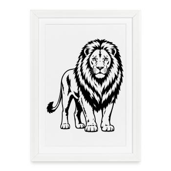 lion - Framed poster (27 × 37 cm) - white - Front