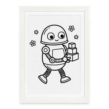 Robot Toy Children's Birthday Nerd Baby - Framed poster (27 × 37 cm) - white - Front