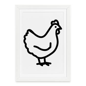 poulet - Affiche encadrée (27 × 37 cm) - blanc - Devant