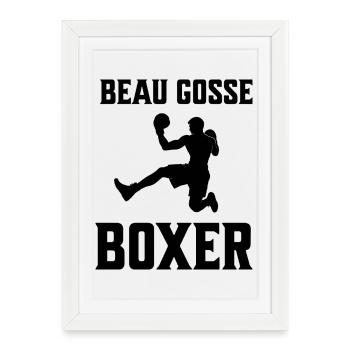Boxeur silhouette BEAU GOSSE - Affiche encadrée (27 × 37 cm) - blanc - Devant