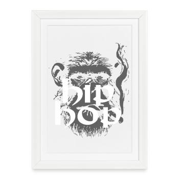 Singe Hip Hop - Affiche encadrée (27 × 37 cm) - blanc - Devant