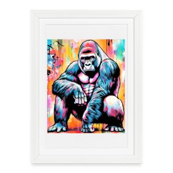 gorille - Affiche encadrée (27 × 37 cm) - blanc - Devant