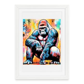 gorille - Affiche encadrée (27 × 37 cm) - blanc - Devant