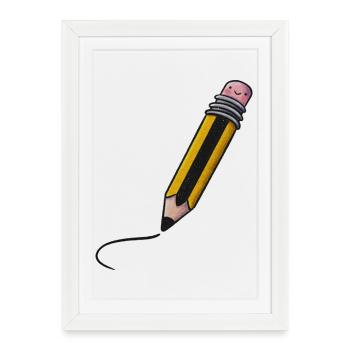 Friendly Kawaii Pencil - Framed poster (27 × 37 cm) - white - Front