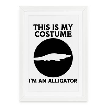 Reptile silhouette d’alligator - Affiche encadrée (27 × 37 cm) - blanc - Devant