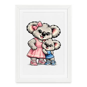 Süßer Koala – Große Schwester - Gerahmtes Poster (27 × 37 cm) - Weiß - Vorne