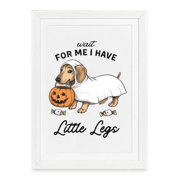 Dachshund Ghost Halloween Trick or Treat - Framed poster (27 × 37 cm) - white - Front