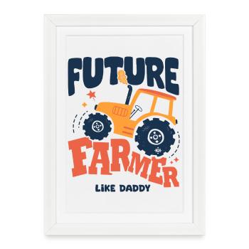 Futur fermier comme papa bébé tracteur - Affiche encadrée (27 × 37 cm) - blanc - Devant