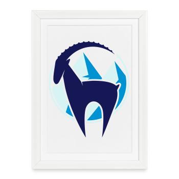 Capricorn and Mountains Button - Framed poster (27 × 37 cm) - white - Front