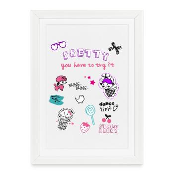 Pretty Doodles: Colorful children's motifs lolli Kita Girl - Framed poster (27 × 37 cm) - white - Front