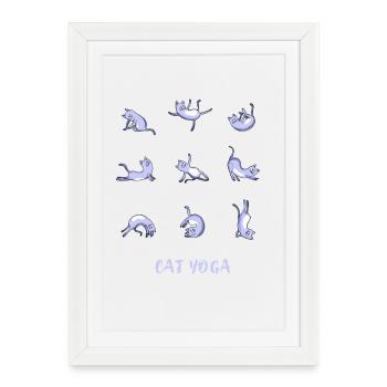 Cat Yoga Om Meditation Sport Workout Spiritual - Framed poster (27 × 37 cm) - white - Front