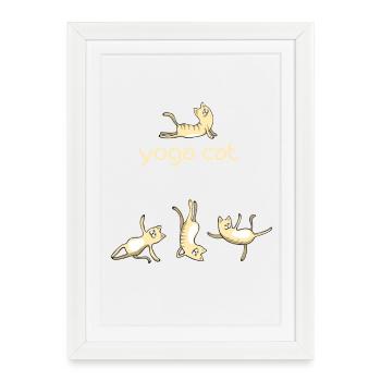 Cat yoga cat cute namaste humor funny LOL - Framed poster (27 × 37 cm) - white - Front