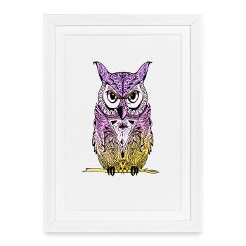 eule mandala yoga illuminati yeux regarder nuit lol - Affiche encadrée (27 × 37 cm) - blanc - Devant