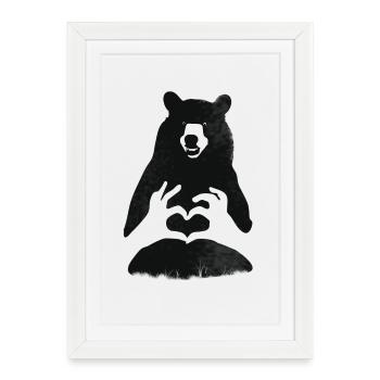 Ours grizzli Ours brun Cœur de camping nature Strong lo - Affiche encadrée (27 × 37 cm) - blanc - Devant
