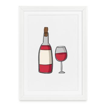 Wine - Framed poster (27 × 37 cm) - white - Front