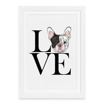 noir bouledogue français - Affiche encadrée (27 × 37 cm) - blanc - Devant
